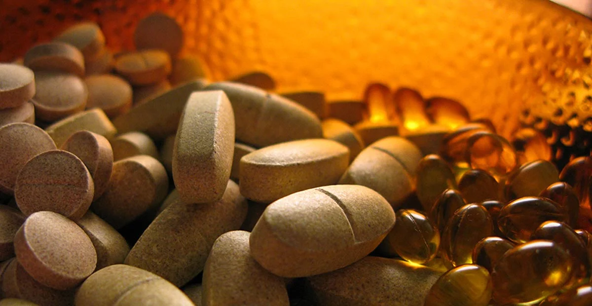 Closeup of vitamin pills