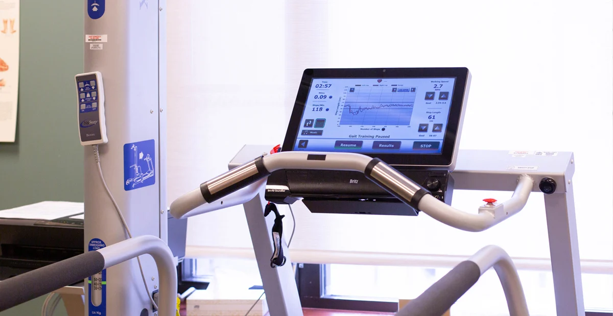 Closeup of BioDex treadmill screen.